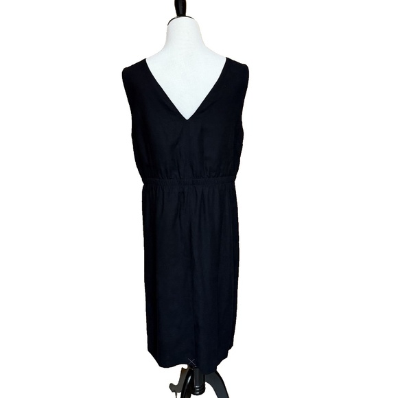 Ann Taylor Size 10 Black Double V Sheath Dress Sleeveless Linen Blend NWT $149 - Picture 2 of 15